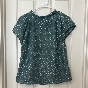 Böhme Green Blouse with White Dots